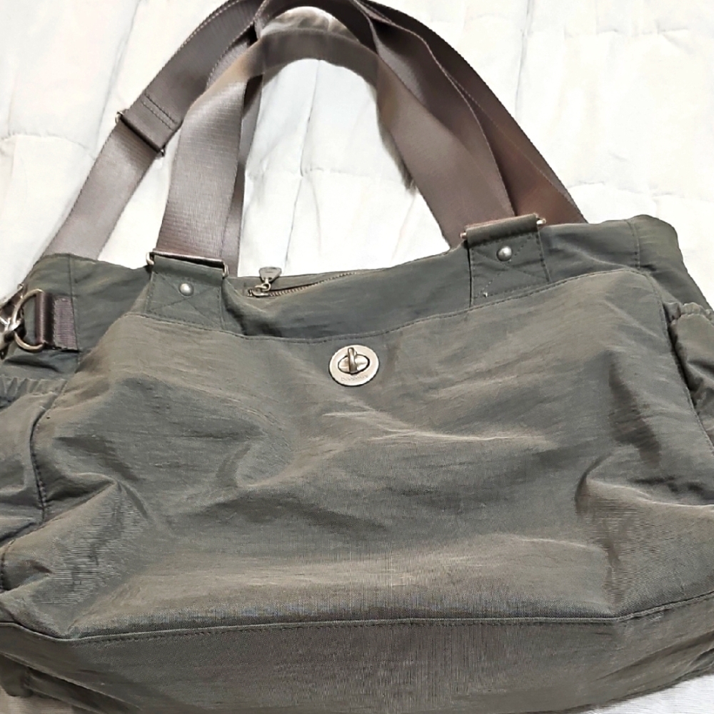 Baggallini Grey Yellow Duffle Tote Bag Or Diaper Bag